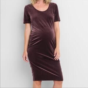 Gap Ruched Side Velvet NWT Maternity Dress Small